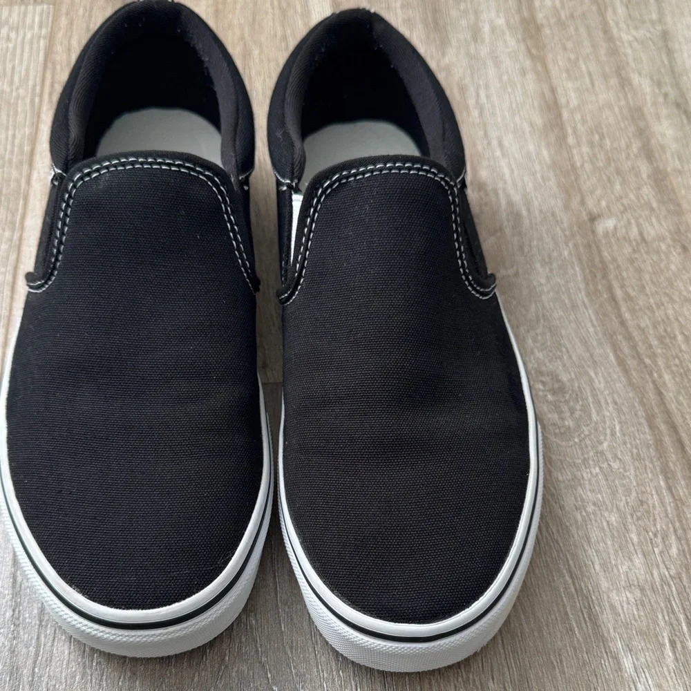 Vans Men's Black and White Asher Slip-On Shoes Size 8.5